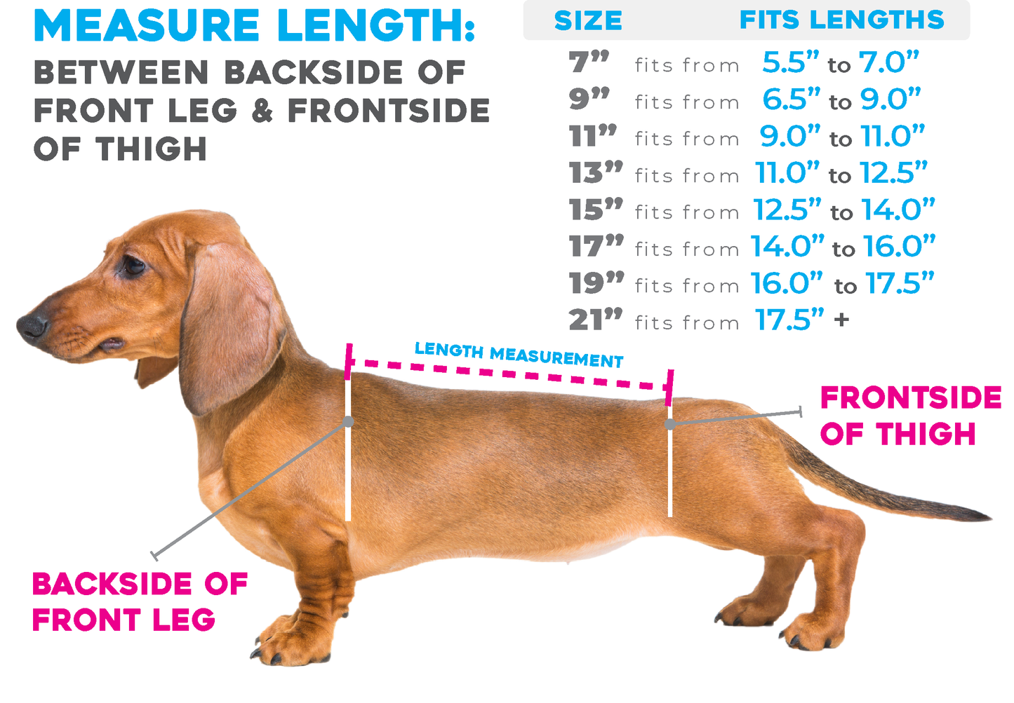 Sizing chart for wiggleless back brace