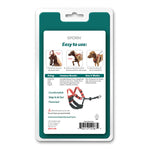 Product tage with directions for a sporn non-pull harness use